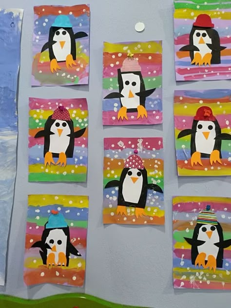 Penguin Art For Kids, Art To Remember, Prek Crafts, Winter Crafts Preschool, Winter Art Lesson, Kindergarten Art Projects, Christmas Art Projects, Winter Art Projects, Winter Kindergarten