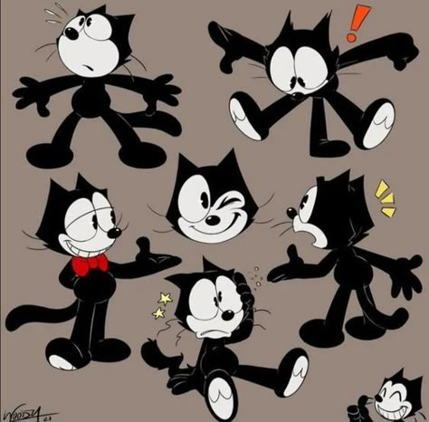 Felix The Cat Art, Rubber Hose Style Art, Rubberhose Style, Felix Cat, 1930s Cartoons, Old Cartoon Characters, Cartoon Style Drawing, White Cartoon, Oswald The Lucky Rabbit