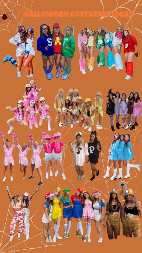 Big Family Group Costumes, Halloween Costumes Big Group Friends, Barbie Trio Costume, Halloween Costumes For A Big Group, Four People Costume Ideas, Quadruple Halloween Costumes, Groups Of 5 Halloween Costumes, Halloween Costumes For Big Groups, 6 People Halloween Costumes