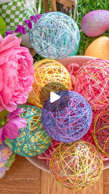 Needlecraft Supplies, delivered to your door! on Instagram: "Here’s a fun Easter craft for the whole family 🤗🐰🐣! 🐣Mix equal parts of PVA glue and water; 🐣Immerse two unravelled skeins of DMC stranded cotton in the mixture, then wind the thread around a small water balloon in an overlapping manner; 🐣Hang and allow to dry; 🐣Once the glue has gone hard, using a pin, prick the balloon and remove the balloon; 🐣You’ll be left with a lovely thread ball, which you can use to decorate your Easter table. Is this something you would try 🤗💞? Happy Crafting! 🐣 🌸 🐰 🐣 ✨ #eastercraft #eastercrafts #creativelife #creativelifehappylife #craftyfingers #craftersofinstagram #thekraftymobile #craftstore #yarnshop" Cotton Balls Crafts, Ball Crafts For Preschoolers, Balloon Crafts Diy, Crafts With Balloons, Pva Glue Crafts, Yarn Balloon, Cotton Ball Crafts, Jute Twine Crafts, Balloon Ball