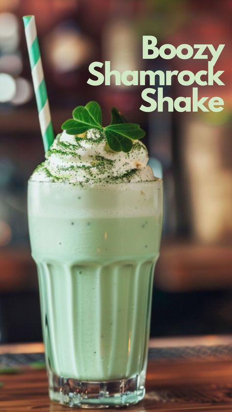 The Boozy Shamrock Shake is a mix of rich, creamy flavors with a hint of mint that makes your taste buds dance. The alcohol adds a warm buzz that balances the sweet milkshake vibe. #BoozyShamrockShake #Cocktail Boozy Shamrock Shake, St Patricks Day Cocktails, Drinks For 21st Birthday, Irish Cocktails, Boozy Shakes, Almond Milk Ice Cream, Creamy Vanilla Ice Cream, Green Shakes, Boozy Milkshake