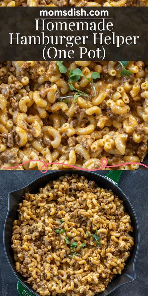 Get a taste of childhood with homemade hamburger helper featuring elbow macaroni, ground beef, and a cheesy sauce. You’ll never go back to the store-bought version! Homemade Beef Hamburger Helper, Hamburger Helper Homemade No Cheese, Hamburger Helper Copycat Recipes, Hamburger Casserole Recipes With Elbow Macaroni, Beef And Elbow Macaroni Recipes, Things To Make With Elbow Noodles, Elbow Pasta Dinner Recipes, Ground Beef And Elbow Noodles, Crockpot Elbow Pasta Recipes