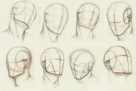 Top Angle Drawing, Heads Looking Up Reference, Angled Head Reference, Head Reference Looking Up, Draw Head From Any Angle, Head Angles Sketch, Head Studies Drawing, Drawing Heads From Different Angles, Portrait Angles Drawing