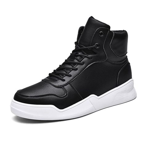 Men's High Top Sneakers Leather Breathable Fashion Casual Shoes for Men/Boys (6 M US,Black Hightop Sneakers Outfit, High Ankle Sneakers, Sneakers Outfit Men, Black High Top Sneakers, Ankle Sneakers, Men's High Top Sneakers, Casual Shoes For Men, Cosplay Armor, Shoes Trendy