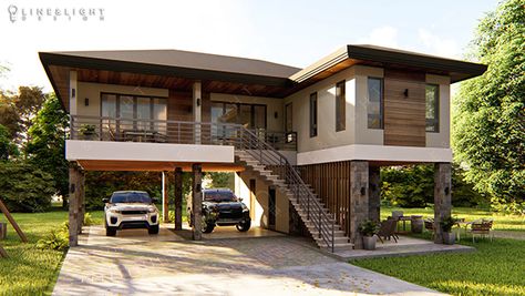 Elevated Houses, Elevated House Design, Stilt House Plans, Stilt Home, Filipino House, Elevated House, Philippines House Design, Tropical House Design, House On Stilts