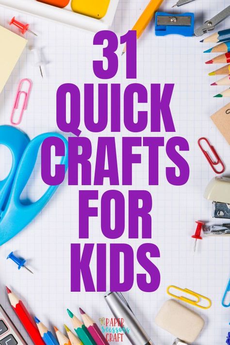 31 Quick and simple crafts for kids that take 10 minutes or less, easy crafts for kids, easy toddler crafts, easy kids activities, fast kids crafts, fast toddler crafts, fast activities for kids, diy crafts, cheap kids crafts, #quickcrafts, #simplecrafts, #kidscrafts, #toddlercrafts, #craftsforkids, #cheapcraftsforkids Simple Craft For Kindergarten, Crafts For Seven Year Olds, Simple Craft For Toddlers, Low Mess Crafts For Kids, Craft For School Age Kids, Easy Craft Projects For Kids, Fun Crafts For Kindergarten, Toddler Projects Easy, Easy Crafts For 4 Yo