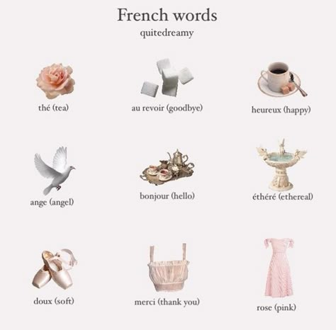 pinterest — 𝑜𝒽𝓃𝑜𝒸𝒶𝓇𝑜𝓁𝒾𝓃𝑒 Pretty French Words, Cute French Words, Aesthetics Moodboard, Dreamy Quotes, Basic French Words, French Language Lessons, Etiquette And Manners, French Phrases, Happy Earth Day