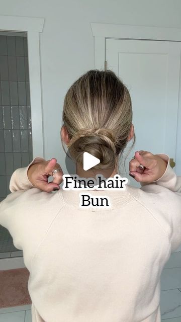 Lainey Ostrom on Instagram: "Fine hair low messy bun! 
-
#lowbunhairstyle #messybuntutorial" Bun Inspo Hair, Low Bun Fine Hair, How To Do A Bun With Medium Hair, Low Bun Casual, Low Bun With Long Hair, Hair In Bun Styles, Low Messy Bun Tutorial Short Hair, Easy Hairstyles For Long Fine Hair, Easy Cute Bun Hairstyles