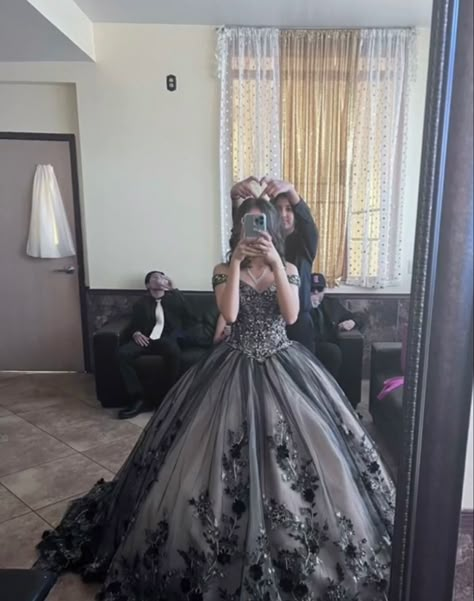 Layered Quince Dress, Quince Dresses Black And White, Grunge Quinceanera Dresses, Masquerade Sweet 16 Dresses, Black Quiencera Dress, Victorian Sweet 16 Dress, Masquerade Quinceanera Dress, 2023 Quinceanera Dresses, Gray Quince Dress