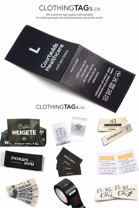 Lables Idea Clothing, Label Tag Clothing, Shirt Label Design Clothing Tags, Clothes Tag Design Label, Brand Label Clothing Tag Design, Fashion Business Plan, Branded Shopping Bags, Labels Clothing, Washing Labels