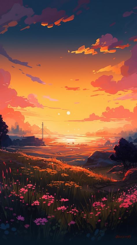 G23 Wallpaper Sky, Illustration Simple, Landscape Illustration, Art And Illustration, 판타지 아트, Anime Scenery Wallpaper, Drawing Tutorials, Landscape Wallpaper, Illustration Vector