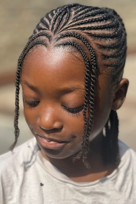 Kids Cornrows Afro Hair Cornrows Natural Hairstyles, Hairstyles For Natural Hair Cornrow, One One Braids Styles With Natural Hair, Twist With Cornrows Natural Hairstyles, Braided Hairstyles School, Cornrow Braids For Kids, Hair Cornrows Styles, Shuku Hairstyle Natural Hair, Cornrows Hairstyles For Kids