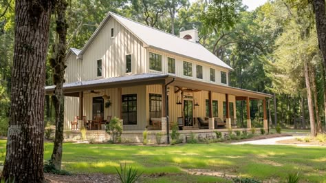 The Cost to Build a Barndominium – BarndoModern Farm Barndominium Ideas, Barndominium On Land, Colonial Style Barndominium, Neutral Barndominium, Barndominium Cottage Style, Barndominium Beach House, 4 Acres Of Land Ideas, White Farmhouse Barndominium, Colonial Barndominium