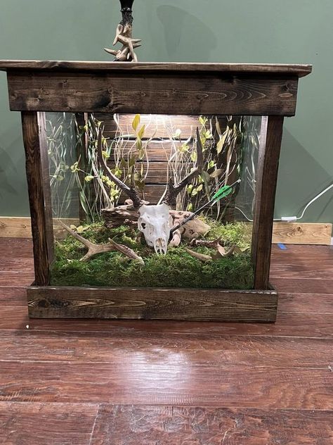 Deer Mounts of America | First end table I finished today | Facebook Bear Skull Mount Ideas, Whitetail Deer Mounts, Whiskey Barrel Deer Mount, Deer Skull Cap Mount Ideas, Euro Deer Mount Ideas, Deer Hide Decor, Deer Hide Projects, Euro Mount Ideas, Deer Pedestal Mounts