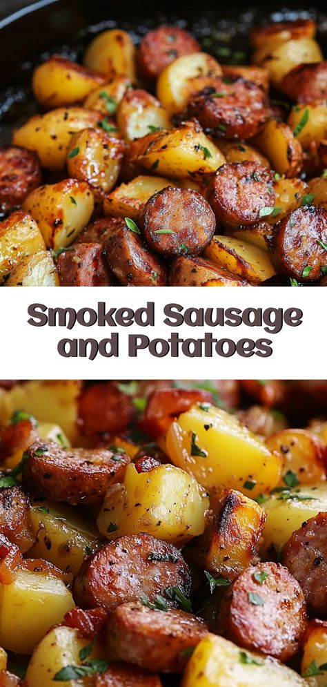 Craving a comforting and hearty meal? Discover this Smoked Sausage and Potatoes recipe—perfect for a cozy night in or sharing with family. This easy-to-make dish combines smoky, savory sausage with tender, seasoned potatoes for a satisfying and delicious meal. Ideal for those who love simple yet flavorful recipes, it's a versatile option that works for any occasion. Enjoy the warmth and delight in every bite, and find your new favorite go-to dinner solution! Smoked Sausage And Potatoes, Smoked Sausage And Potato Recipe, Sausage And Potatoes, Sausage Recipes For Dinner, Sausage Dinner, Smoked Sausage Recipes, Kielbasa Recipes, Seasoned Potatoes, Sausage Dishes