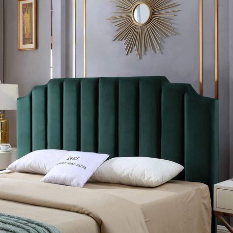 Cal King Headboard, Green Headboard, California King Headboard, Bed Headboard Design, Queen Size Headboard, Cal King Bedding, Bed Modern, Velvet Headboard, Bedroom Bed Design