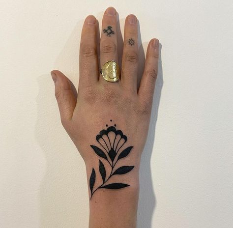 60s Style Tattoo, Mama Yaga Tattoo, South Asian Tattoos, Wrist Tattoo Traditional, Flash Tattoo Designs Traditional, Ornate Tattoo Design, 70s Style Tattoo, Tattoos To Do On Yourself, Traditional Ornamental Tattoo