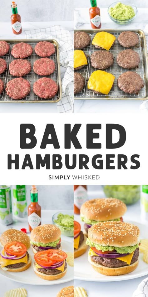 Oven Baked Hamburgers, Oven Hamburgers, Oven Baked Burgers, Oven Burgers, Baked Hamburgers, Baked Burgers, How To Cook Hamburgers, Cooking Avocado, Recipes Hamburger