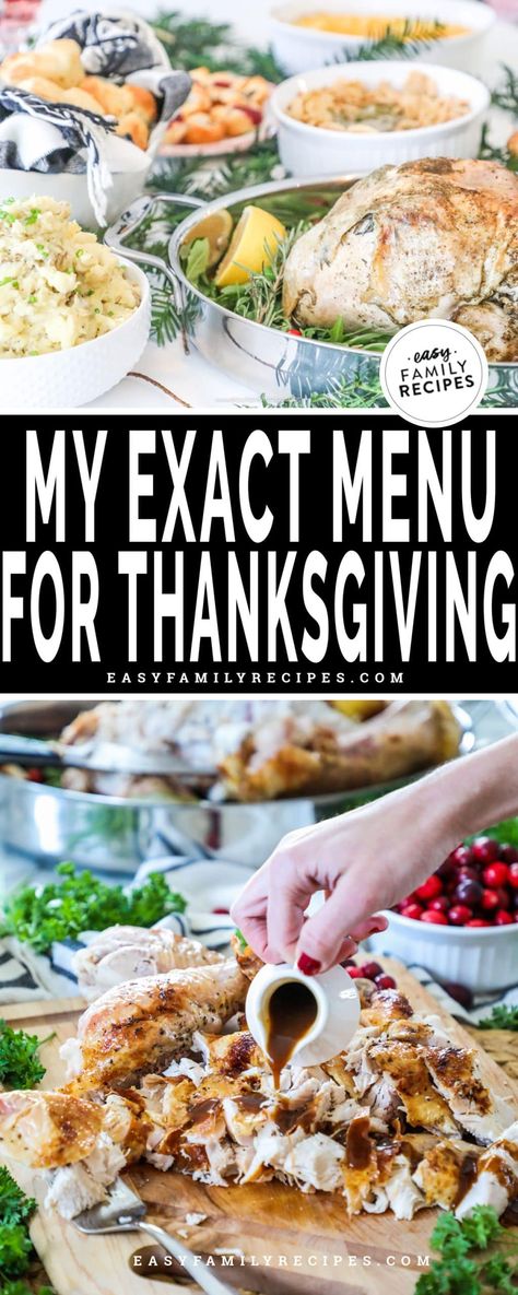 Thanksgiving Dinner For 4, Modern Thanksgiving Dinner, Thanksgiving Menu List, Easy Thanksgiving Menu, Classic Thanksgiving Menu, Thanksgiving Menu Planning, Dinner For 4, Thanksgiving Menu Recipes, Thanksgiving Dinner For Two