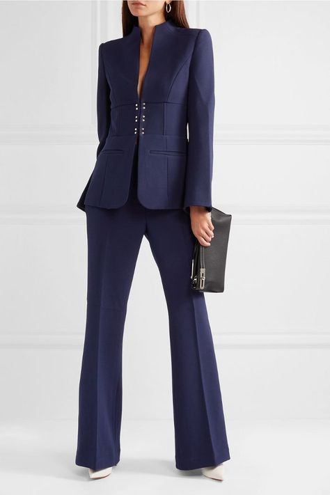 Rebecca Vallance Mimosa Stretch-Crepe Bootcut Pants Pant Suits For Women, Woman Suit, Crepe Blazer, Rebecca Vallance, Dress Luxury, Pantsuits For Women, Woman Suit Fashion, Pant Suits, Classy Work Outfits