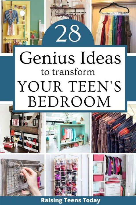 Space Saving Clothing Storage, Storage For Teenage Girls Room, Closet Designs For Small Bedrooms, Teen Girl Storage Ideas, Organizing Teenage Girls Bedroom, Closet Organization Ideas Teen Girl, Preteen Room Organization Ideas, Teen Girl Closet Organization, Vertical Storage Ideas Bedroom