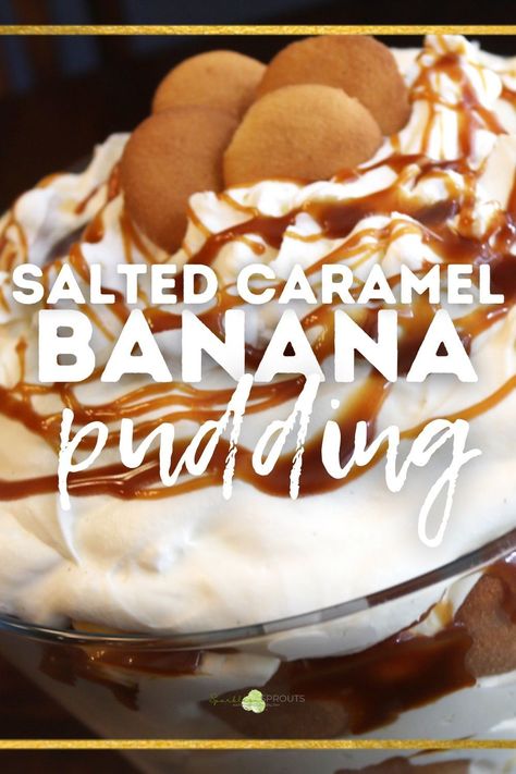 Treat yourself and those you love most with this Homemade Salted Caramel Banana Pudding... it is everything you love about banana pudding just better!! Caramel Banana Pudding, Pudding Trifle, Banana Pudding Trifle, Brownie Trifle, Salted Caramel Brownies, Caramel Brownies, Vanilla Pudding Mix, Best Food Ever, Pudding Recipes