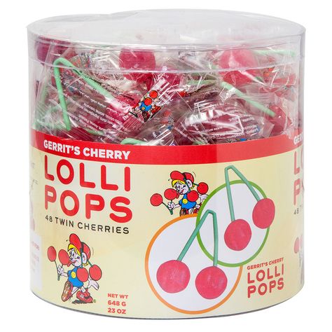 GERRIT'S TWIN CHERRY LOLLIPOPS 0.48 OZ Retro Chocolate Bars, Cherry Birthday Party, Cinnamon Gum, Cherry Birthday, Dirty Shirley, Cherry Party, Cherry Theme, Sweet Baby Shower Ideas, Cherry Decor