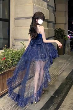 Koleksi Makeup, Blue Color Dress, Gown Neckline, Blue Colour Dress, Choker Dress, Office Dresses For Women, Outfit References, Gorgeous Clothes, Pretty Prom Dresses