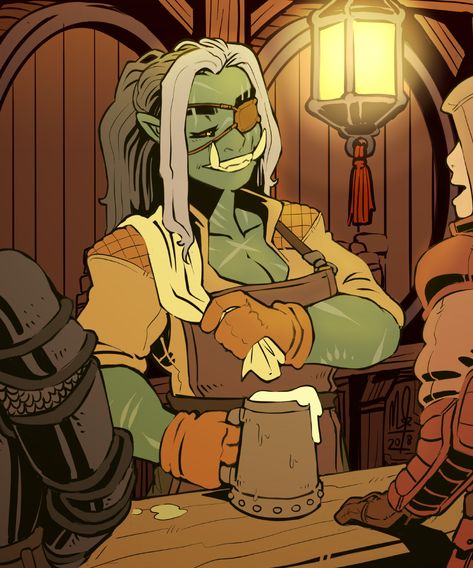 half-orc barmaid Dnd Orc, Female Orc, Orc Warrior, Dungeons And Dragons Characters, Dnd Art, D&d Dungeons And Dragons, Fantasy Rpg, Dnd Characters, Fantasy Artwork