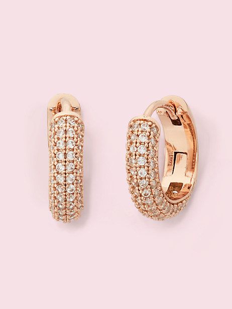 brilliant statements pavé mini huggies | Kate Spade New York Huggie Earrings Gold, Preppy Jewelry, Jewelry Accessories Ideas, Dope Jewelry, Jewelry Essentials, Stacked Jewelry, Jewelry Lookbook, Huggie Earrings, Girly Jewelry