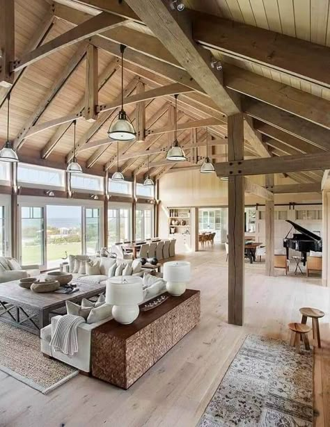 Barndominium Interior Designs & Ideas | Salter Spiral Stair Marthas Vineyard Interior Design, Martha Vineyard, Interior Design Country, Pole Barn Home, Barndominium Interior, Modern Farmhouse Living Room Decor, Pole Barn House, Barn Houses, Barn Style House Plans