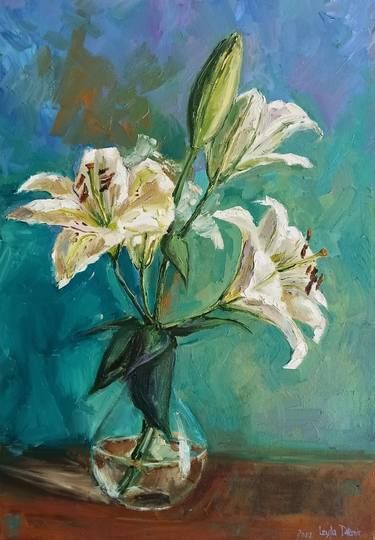 Wild Flowers Bouquet, Classic Still Life, Modern Still Life, Painting Classic, Realistic Oil Painting, Lily Painting, Lily Bouquet, Flower Paintings, Impasto Painting