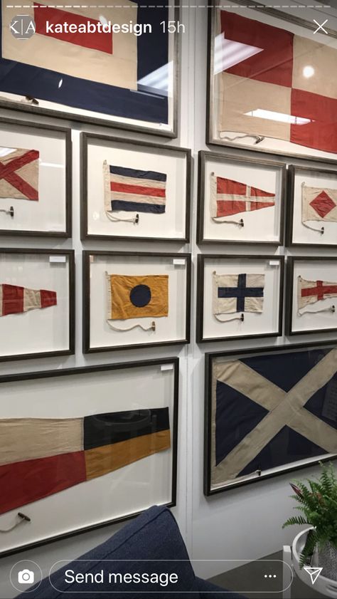 Naval Interior Design, Vintage Nautical Decor Bedroom, Retro Nautical Decor, Vintage Nautical Aesthetic, Nautical Flags Decor, Nautical Interior Design, Framed Nautical Flags, Maritime Flags Nautical, Vintage Nautical Decor