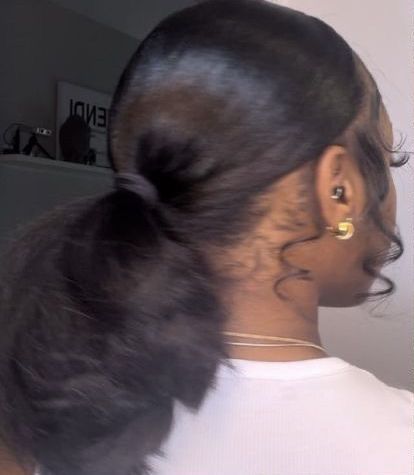 ꧁♡︎ pinterest : @kjvougee ♡︎꧂ like what you see? follow for more trendy pins! #naturalhair #naturalhairstyles #kjvougee #explorepage Slick Back Ponytail Natural Hair Straight, Straight Hairstyles 4c Hair, Curly Edges With Flat Iron, Medium Length Straight Hairstyles For Black Women, Hairstyles For Slick Press, Black Girls Hairstyles Slick Back, Straight Up Hairstyles For Black Women, Straight Hairstyles For Black Women Natural, Black Slick Hairstyles