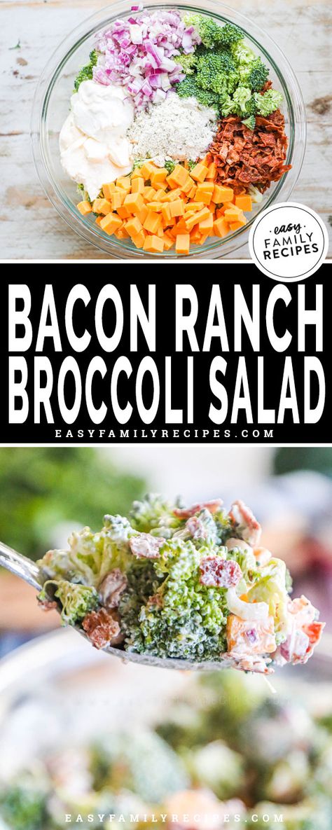 Ranch Broccoli, Salad Bacon, Salad Broccoli, Cold Side Dishes, Bacon Broccoli, Salad Keto, Broccoli Salad Bacon, Bbq Side Dishes, Easy Family Recipes