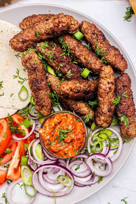 Cevapi (Balkan Sausages) Eastern Europe Recipes, Cevapi Recipe Croatian, Serbian Dinner Recipes, Cevapi Recipe Bosnian, Serbian Food Recipes, Belgian Recipes Authentic, Balkan Food Recipes, Croatian Recipes In English, Traditional Serbian Recipes