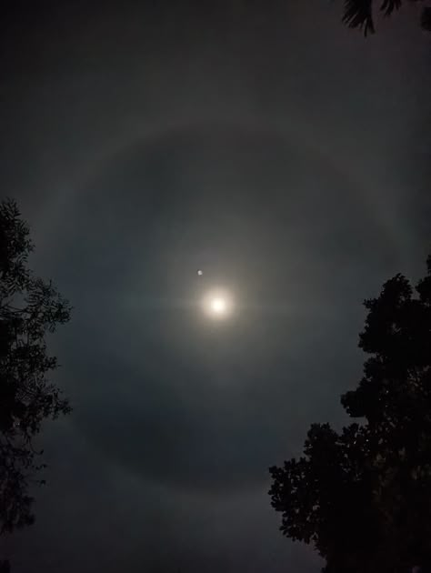 Lunar Halo Moon, Pictures For Home Screen, Sky Phenomenon, Lunar Kingdom, Halo Aesthetic, Lunar Halo, Wallpapers Playlist, Moon Halo, Ring Around The Moon