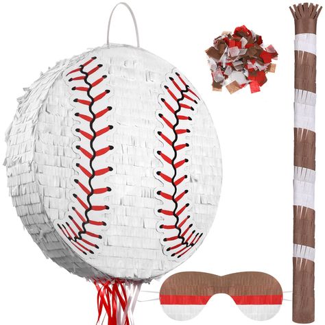 PRICES MAY VARY. What You Will Receive: you will receive 4 pieces of baseball birthday party supplies, including 1 piece of baseball piñata, 1 piece of piñata blindfold, 1 piece of baseball bat and 1 pack of 20g confetti, enough to meet your using needs Size Information: baseball piñata measures approximately 33.5 x 33.5 x 7.5 cm/ 13.19 x 13.19 x 3 inches, portable and lightweight, enough to hold many items, convenient for you to carry and decorate Exquisite Workmanship: these baseball birthday Baseball Pinata, Baseball Theme Birthday Party, Baseball Theme Birthday, Baseball Birthday Party, Baseball Party, Baseball Theme, First Birthday Party Themes, Baseball Birthday, Birthday Gift Bags