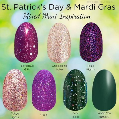 Mardi Gras Color Street, Mixed Manicure, Mardi Gras Nails, At Home Manicure, Home Manicure, La Nails, Manicure Diy, Street Nails, St Paddys Day