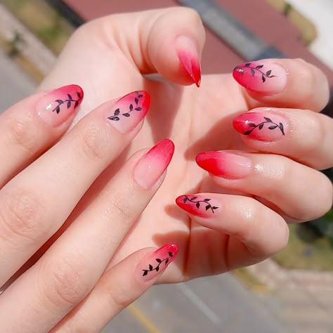 Nezuko Nail Design, Nezuko Nail Inspired, Anime Nail Designs Demon Slayer, Nezuko Kamado Nails, Simple Anime Nail Art Designs, Nezuko Nails Anime, Demon Slayer Nail Art Nezuko, Easy Anime Nail Designs, Demon Nails Acrylic