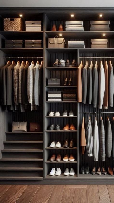 Guys Closet Ideas, Guy Closet Ideas, Man Closet Ideas, Suit Closet Organization, Men Wardrobe Design, Mens Wardrobe Design, Men Walk In Closet, Men’s Closet Ideas, Men Closet Organization