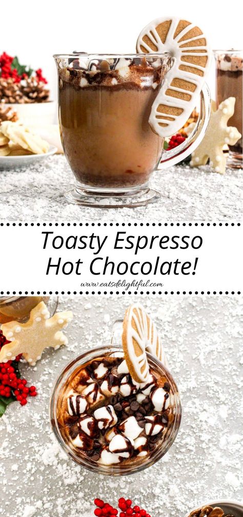 Espresso Hot chocolate in mugs Hot Chocolate Espresso, Unique Hot Chocolate, Hot Chocolate At Home, Chocolate At Home, Hot Chocolate Mix Recipe, Gourmet Hot Chocolate, Espresso Recipes, Diy Hot Chocolate, Hot Chocolate Cocoa