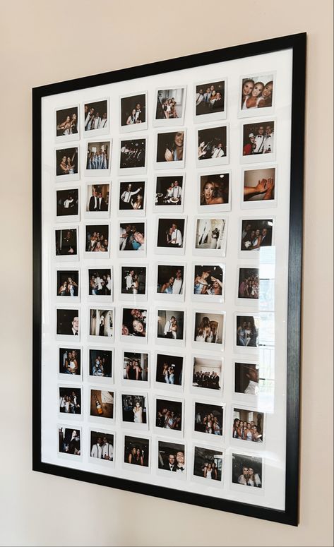 Polaroid Frame Pictures, Polaroids In Frame Display Photos, Large Polaroid Frame, Polaroids In Picture Frame, Big Frame With Polaroids, Wall Of Polaroid Pictures, Poloroid Pictures Frame Ideas, Wall Poster Frame Ideas, Picute Frame Wall