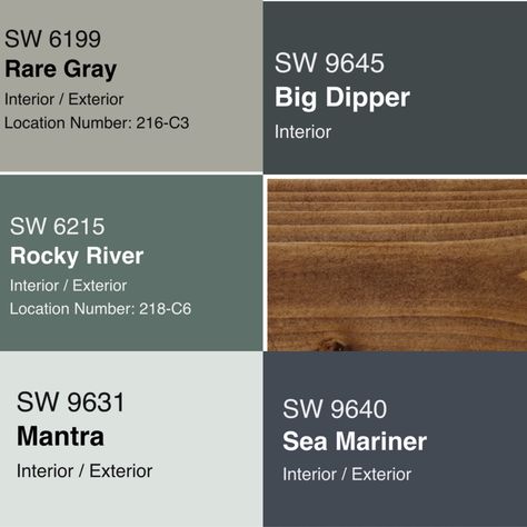 Wood Tones That Go With Gray, Paint Colors That Go With Red Oak, Blue Grey Wood Color Palette, Dark Wood Floor Bedroom Ideas Color Schemes, Colors That Go With Dark Wood, Mountain Cabin Paint Colors Interior, Farmhouse Color Palette Rustic, Color Palette Wood Nature, Masculine Paint Colors