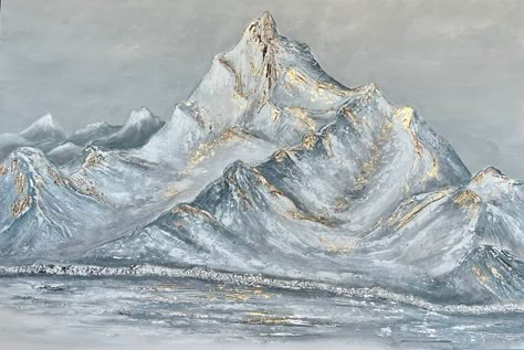 Painting Ice, Painting With Texture, Mountain Texture, Ice Mountain, Gesso Painting, Artwork Interior, Gesso On Canvas, Wall Decor Painting, Picture Painting