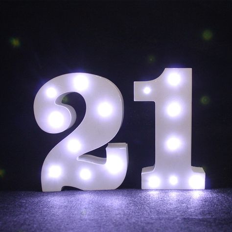 21st Birthday Table Decorations, Birthday Night, Birthday Table Decorations, Marquee Lights, Birthday Table, 17th Birthday, Birthday Numbers, Light Sign, Lighted Signs