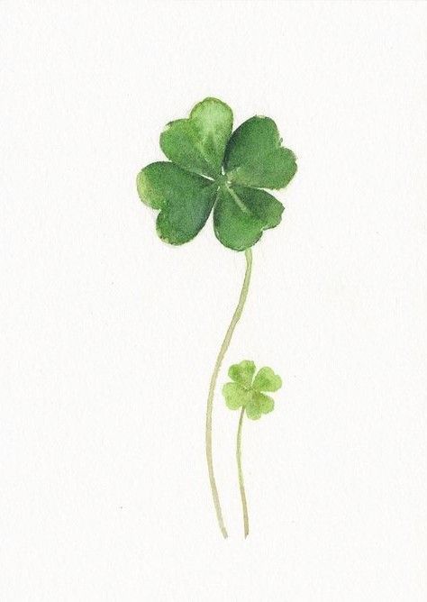 Vintage Four Leaf Clover Illustration, Clover Wallpaper Aesthetic, Clovers Drawing, Four Leaf Clover Painting, 4 Leaf Clover Drawing, Green Flower Drawing, Four Leaf Clover Aesthetic, 4 Leaf Clover Art, Clover Sketch