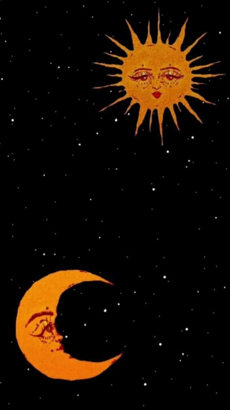 Hp Iphone Aesthetic, Moon And Sun Wallpaper, Wallpaper Hp Iphone, Sun Wallpaper, Hp Iphone, Wallpaper Hp, Witchy Wallpaper, Moon And Sun, Hippie Wallpaper