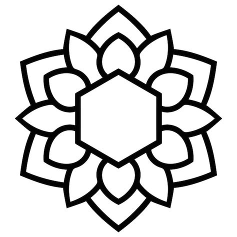 Black outline flower mandala. doodle rou... | Premium Vector #Freepik #vector #round-design #round #symmetry #round-ornament Hexagon Mandala, Mandala Outline, Bee Outline, Outline Flower, Simple Mandala Design, Pookalam Design, Mandala Logo, Simple Flower Drawing, Easy Rangoli Designs Videos