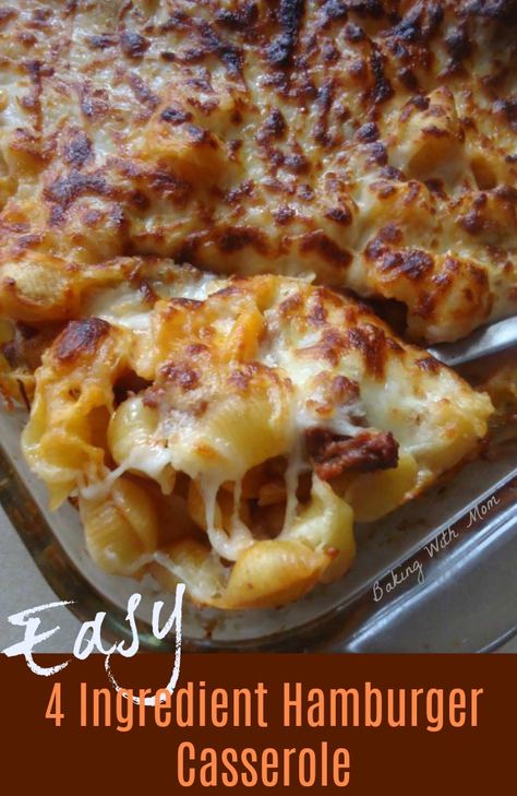 Hamburger Casserole with noodles and hamburger and cheese. 4 Ingredient Hamburger Casserole, Hamburger Casseroles Recipes, Hamburger Dishes, Easy Hamburger, Hamburger Casserole, Diner Recept, Beef Casserole Recipes, Hamburger Recipes, Ground Beef Recipes For Dinner